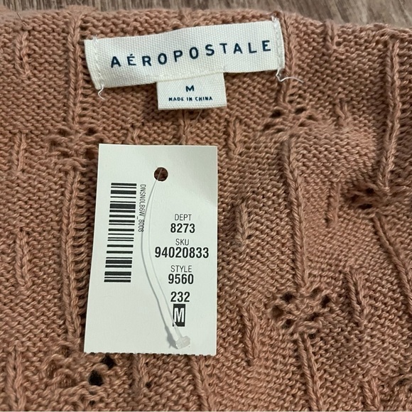 NWT Aeropostale Crochet Tie Front Blush Pink Cropped Tank Top Size Medium - Picture 4 of 5